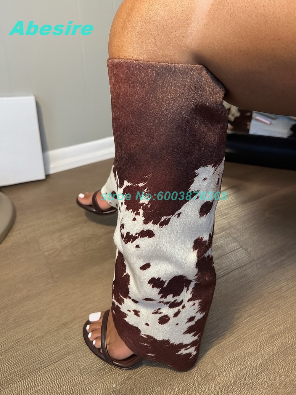 Women Fashion Show - Sandales bottes en daim patchwork à