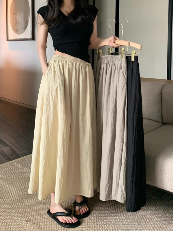 A-Line Skirt Midi - Jupe longue plissée drapée taille haute