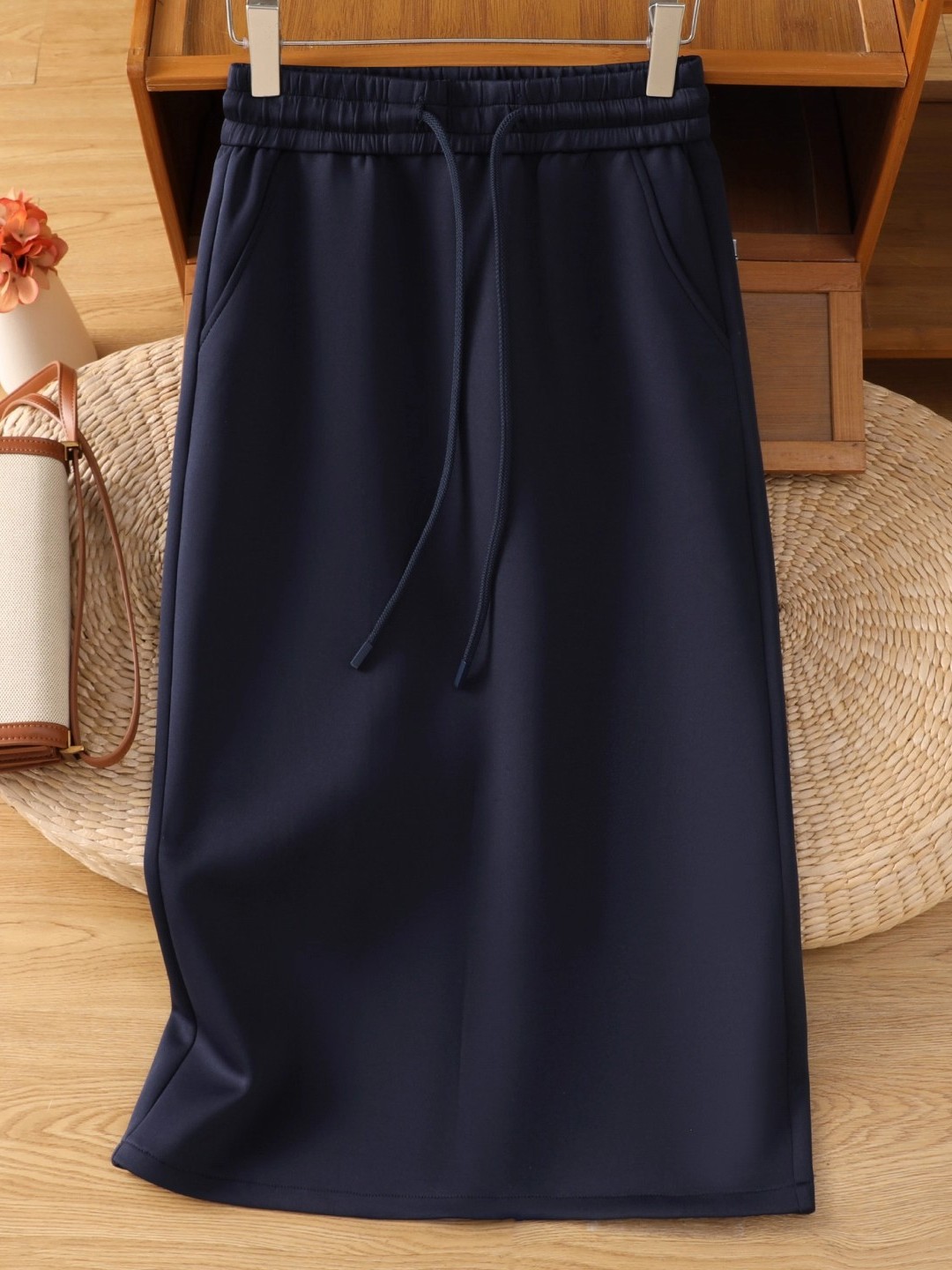 A-Line Skirt Midi - Jupe midi trapèze bleu foncé pour
