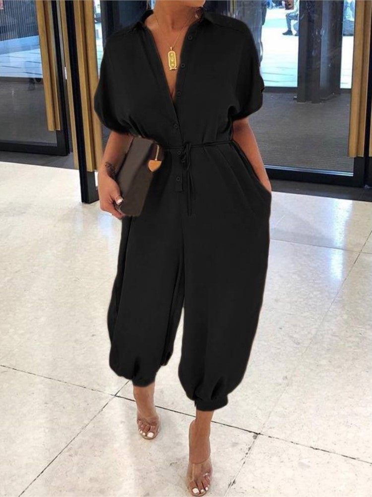 Women'S Fashion Overalls - Combinaison à lacets pour femmes, col