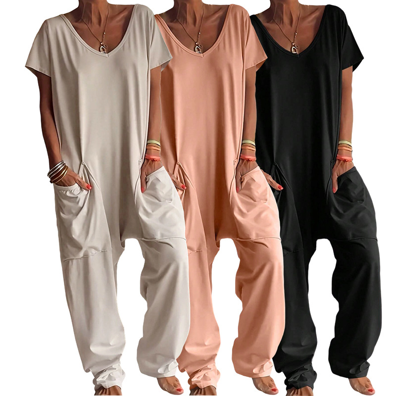 Women'S Fashion Overalls - Combinaisons amples à col en V