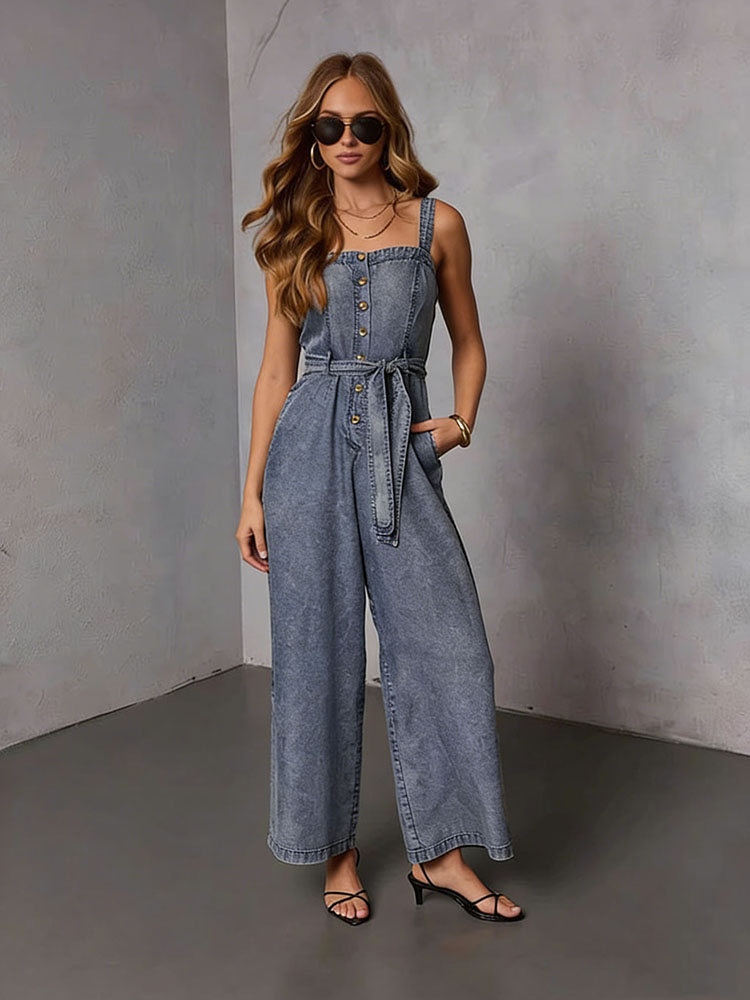 Women'S Fashion Overalls - Combinaisons en jean vintage pour femme,