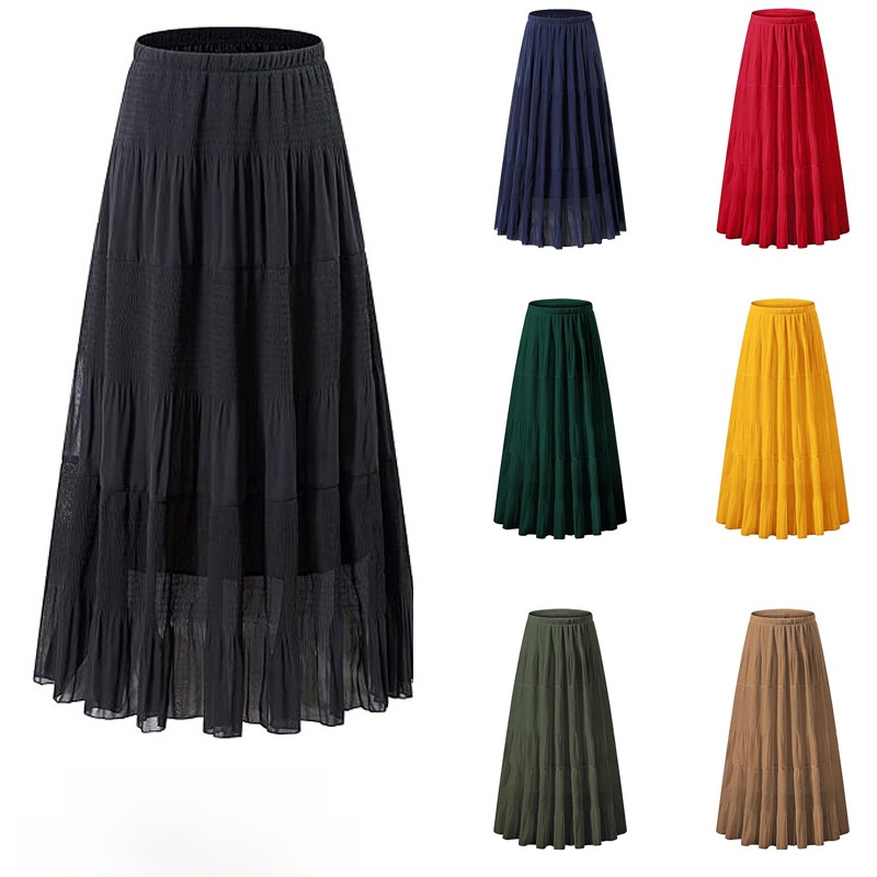 A-Line Skirt Midi - Jupe longue à taille haute et