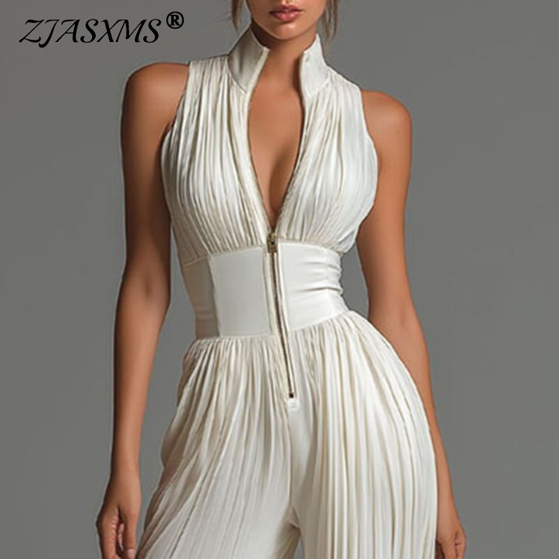 Women'S Fashion Overalls - Combinaison élégante en mousseline sans manches