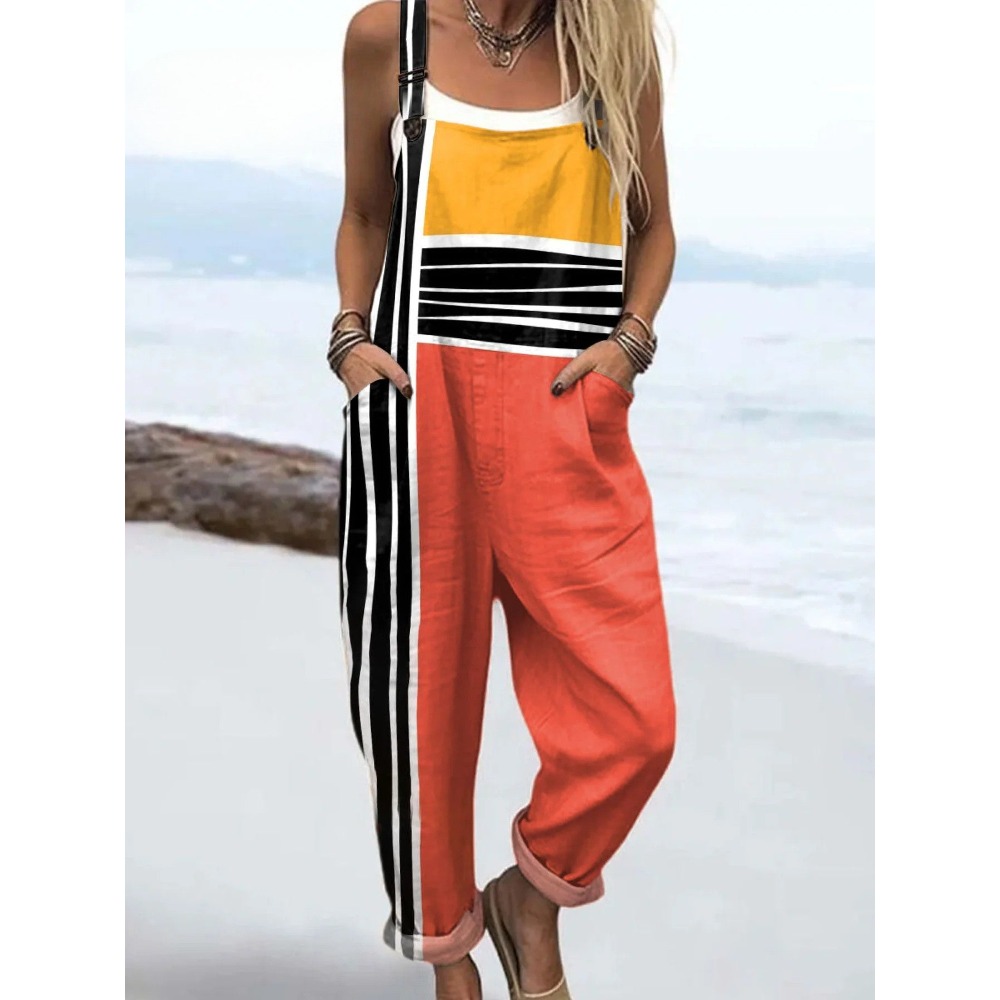 Salopette à blocs de couleurs  - Women'S Fashion Overalls avis et prix