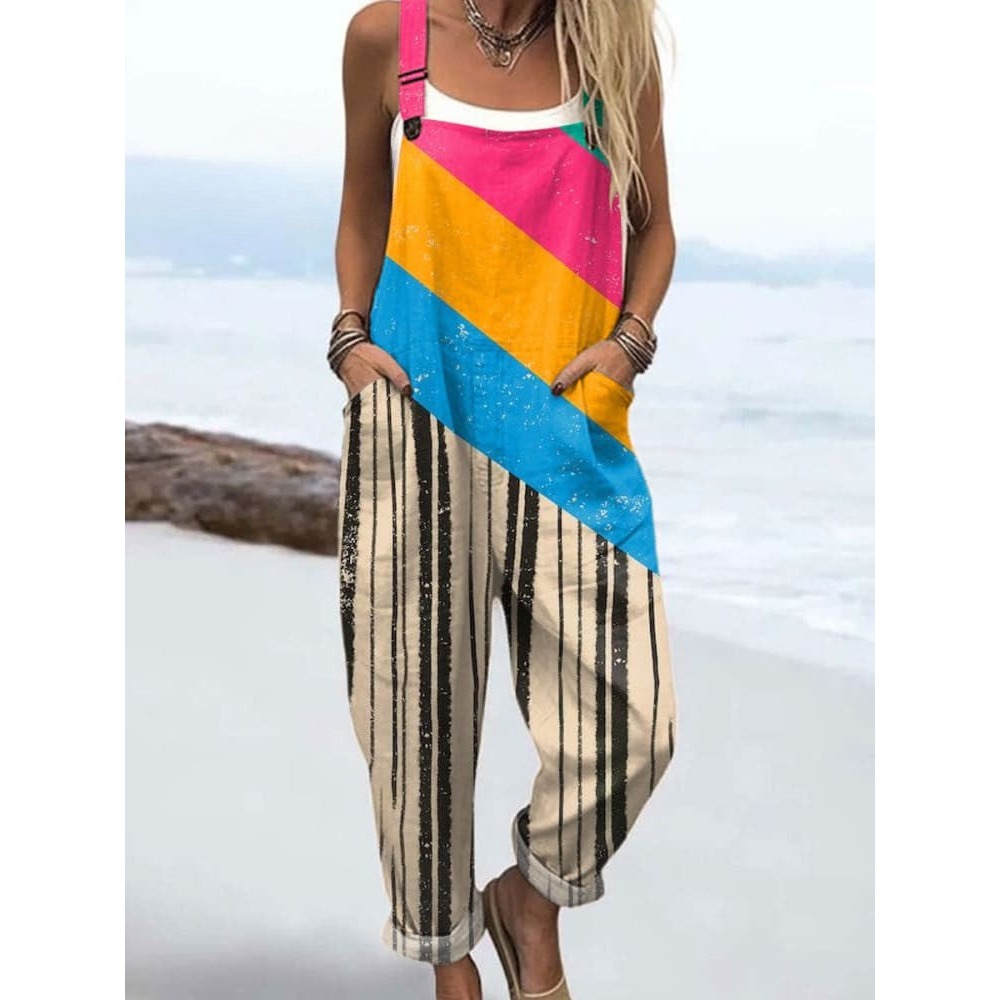 Salopette à blocs de couleurs  - Women'S Fashion Overalls avis et prix
