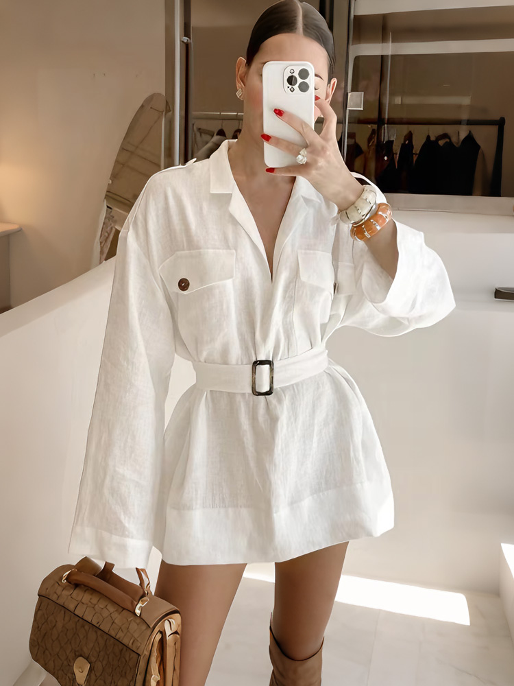 Robe d'été Tossy en lin blanc  - Women'S Fashion Utility Belt avis et prix