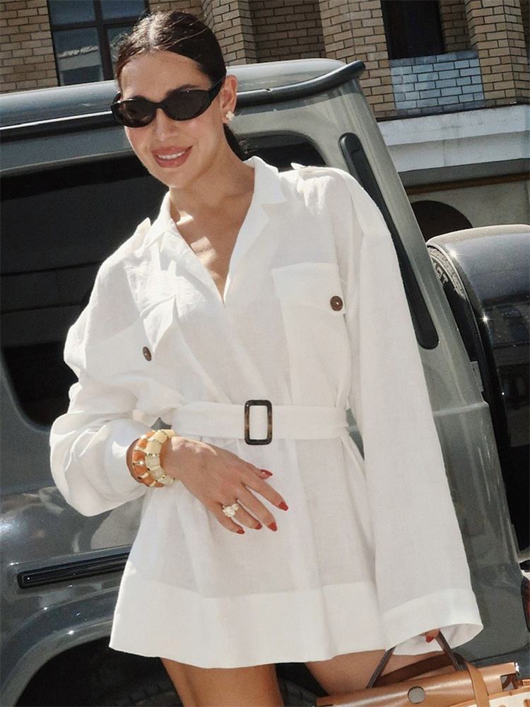 Robe d'été Tossy en lin blanc  - Women'S Fashion Utility Belt avis et prix