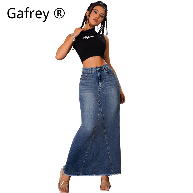 Jupe en jean mi-longue pour fe - A-Line Skirt Midi avis et prix