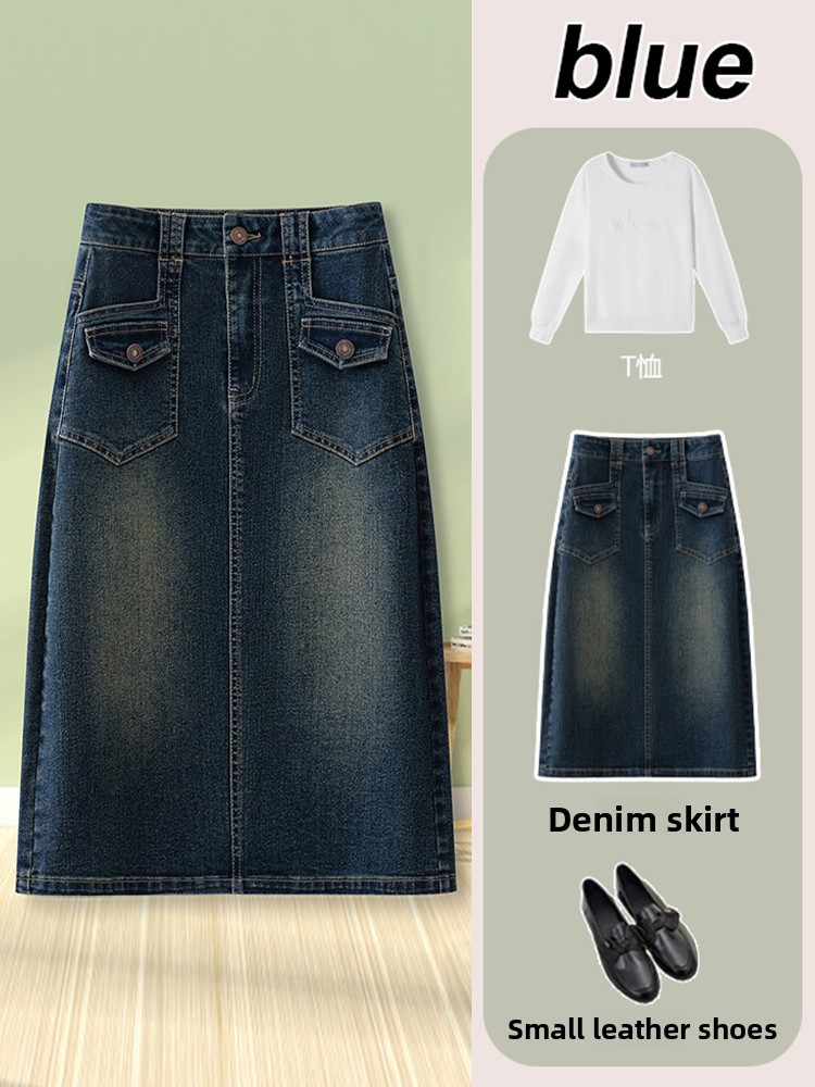 Jupe mi-longue trapèze en jean - A-Line Skirt Midi avis et prix