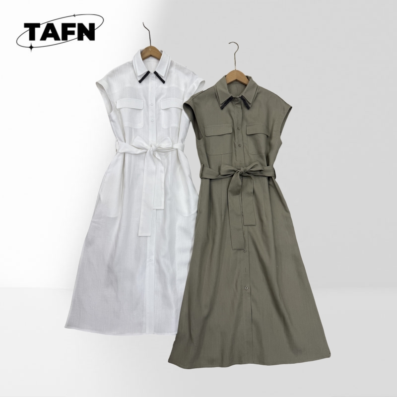 Robe chemise midi sans manches - Women'S Fashion Utility Belt avis et prix