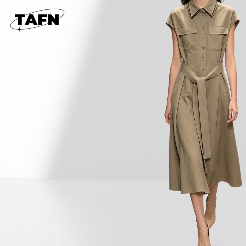 Robe chemise midi sans manches - Women'S Fashion Utility Belt avis et prix