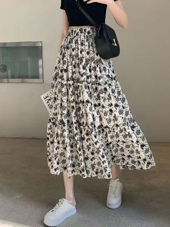 Jupe midi évasée à imprimé flo - A-Line Skirt Midi avis et prix